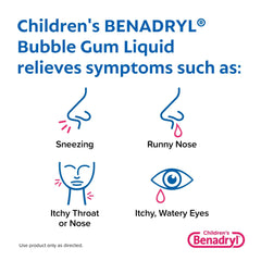 Children's Benadryl Dye-Free Allergy Liquid, Bubble Gum