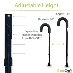 CaneCraft Round Handle (Standard) Aluminium Cane Black