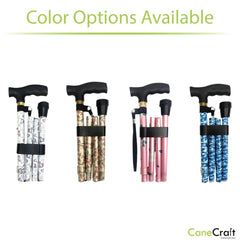 CaneCraft Folding Cane with Plastic Handle, Purple Blossom