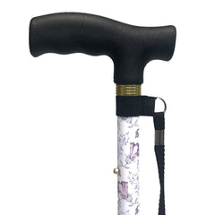 CaneCraft Folding Cane with Plastic Handle, Purple Blossom