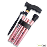 CaneCraft Folding Cane with Plastic Handle, Pink Bouquet