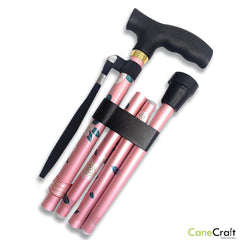 CaneCraft Folding Cane with Plastic Handle, Pink Bouquet