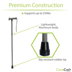 CaneCraft Folding Cane with TPR Handle, Pearl Grey