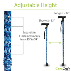 CaneCraft Folding Cane with Plastic Handle, Blue Camo