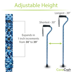 CaneCraft Offset Cane with Foam Handle, Blue Camo