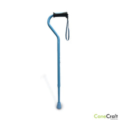 CaneCraft Offset Cane with TPR Handle, Aqua Blue