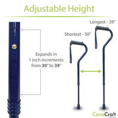 CaneCraft Offset Cane with TPR Handle, Dark Blue