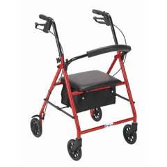 BREEZE STEEL ROLLATOR WITH 6" WHEELS, RED