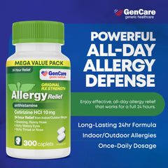 GenCare 24 Hour Allergy Relief Tablets Antihistamine Cetirizine HCl 10 mg
