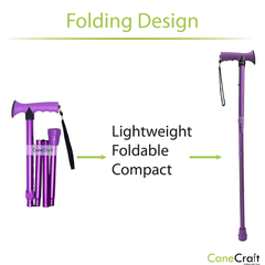 CaneCraft Folding Cane with TPR Handle, Purple