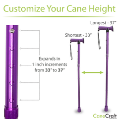 CaneCraft Folding Cane with TPR Handle, Purple