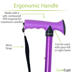CaneCraft Folding Cane with TPR Handle, Purple