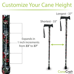 CaneCraft Folding Cane with TPR Handle, Black Floral