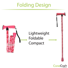 CaneCraft Folding Cane with TPR Handle, Pink Camo
