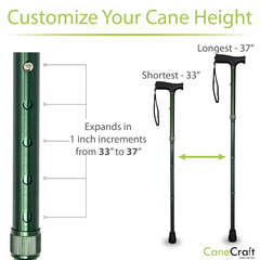 CaneCraft Folding Cane with Non-Slip Plastic Handle, Green
