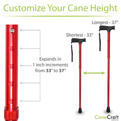 CaneCraft Folding Cane with Non-Slip Plastic Handle, Red