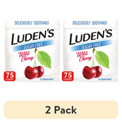 Luden's Sore Throat Drops, for Minor Sore Throat Relief, Sugar Free Wild Cherry Throat Remedy, 75 Ct