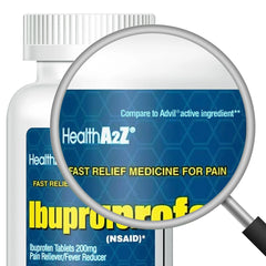 HealthA2Z® Ibuprofen 200mg | 500 Counts | Pain Relief | Body Aches | Headache | Arthritis | Cramps | Back Pain | Fever Reducer… (500 Count)