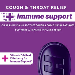 HALLS Cough and Throat Relief Plus Immune Support, Elderberry Cough Drops, 25 Count Drops