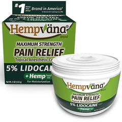 Hempvana Lidocaine 5% Relief Cream, for Anorectal Relief, Enriched with Hemp Seed Oil, 4-oz Jar
