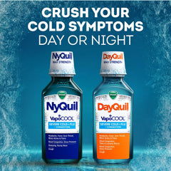 Vicks NyQuil Severe Cold and Flu Liquid, Cold and Flu Medicine for Adults, VapoCool, 12 Fl oz