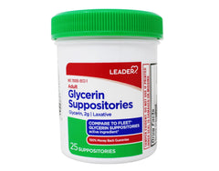 Leader Adult Glycerin 2 mg Suppositories 25 Count - 5 Pack
