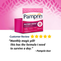 Pamprin Maximum Strength Pain + Energy Menstrual Pain Relief Caplets, 24 Ct