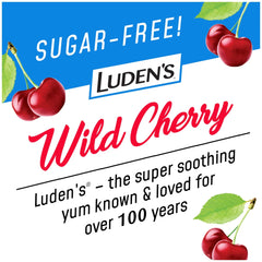 Luden's Sore Throat Drops, for Minor Sore Throat Relief, Sugar Free Wild Cherry Throat Remedy, 75 Ct