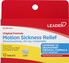 Leader Motion Sickness Relief Tablets, 12 Count