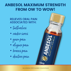 Anbesol Instant Oral Pain Relief, Benzocaine, Liquid Maximum Strength, 0.41 fl oz.
