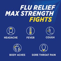 Theraflu Max Strength Cough Cold and Flu Daytime Relief Medicine Powder, Honey Lemon Flavored, 6 Count