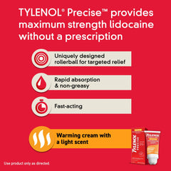 Tylenol Precise Warming Pain Relief Lidocaine Cream, Light Scent, 4 oz
