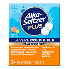Alka-Seltzer Plus Powerfast Fizz Severe Cold & Flu Medicine, Citrus Effervescent Tablets, 24 Count