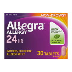 Allegra Adult 24-Hour Allergy Relief Tablets, Non-Drowsy Allergy Medicine, 180 mg Pill,
