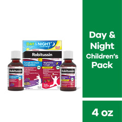 Children's Robitussin Kids Cough and Cold Medicine for Day and Night Relief Syrup, 4 Fl Oz, 2 Pack