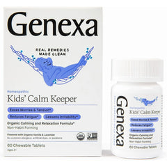 Genexa Kid's Calm Keeper Stress Relief for Kids | Reduces Fatigue & Eases Tension | Soothing Natural Vanilla & Lavender Flavor | Certified Vegan, Gluten Free, & Non-GMO | 60 Chewable Tablets