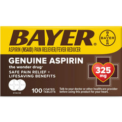 Genuine Bayer Aspirin Pain Reliever / Fever Reducer 325mg Coated Tablets