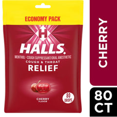 HALLS Relief Cherry Cough Drops, Economy Pack, 80 Drops