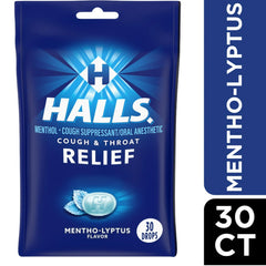 HALLS Relief Mentho-Lyptus Cough Drops, 30 Drops