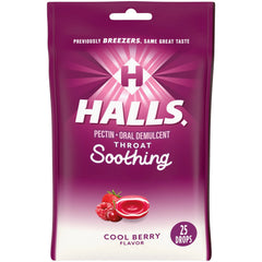HALLS Throat Soothing (Previously HALLS Breezers) Cool Berry Throat Drops, 25 Drops