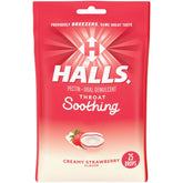 HALLS Throat Soothing (Previously HALLS Breezers) Creamy Strawberry Throat Drops, 25 Drops