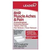 Leader 8hr Muscle Ache & Pain Caplets, 650mg, 100ct 096295132151A589