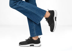 OrthoFeet Francis No-Tie Black Women's Sneakers