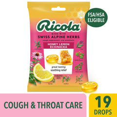 Ricola Honey Lemon with Echinacea Cough Drops, Throat Relief & Cough Suppressant, 19 Count