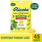 Ricola Sugar Free Lemon Mint Throat Drops, Refreshing Throat Relief, 45 Count