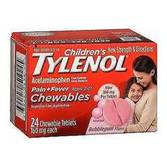 Tylenol Childrens Pain Plus Fever Reducer Chewables Tablets Bubblegum-flavored, 24 Ea, 6 Pack
