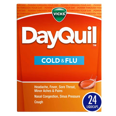 Vicks DayQuil Cold and Flu Liquicaps, Cold and Flu Medicine for Adults, 24 Count
