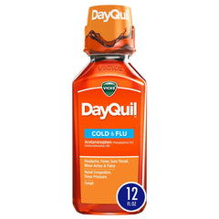 Vicks DayQuil Cold and Flu Liquid, Daytime Cold Medicine for Adults, 12 fl oz