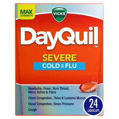 Vicks DayQuil Severe Cold and Flu Liquicaps, Cold and Flu Medicine for Adults, 24 Count