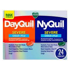 Vicks DayQuil NyQuil Severe Cough, Cold & Flu Relief LiquiCaps, 24 Ct